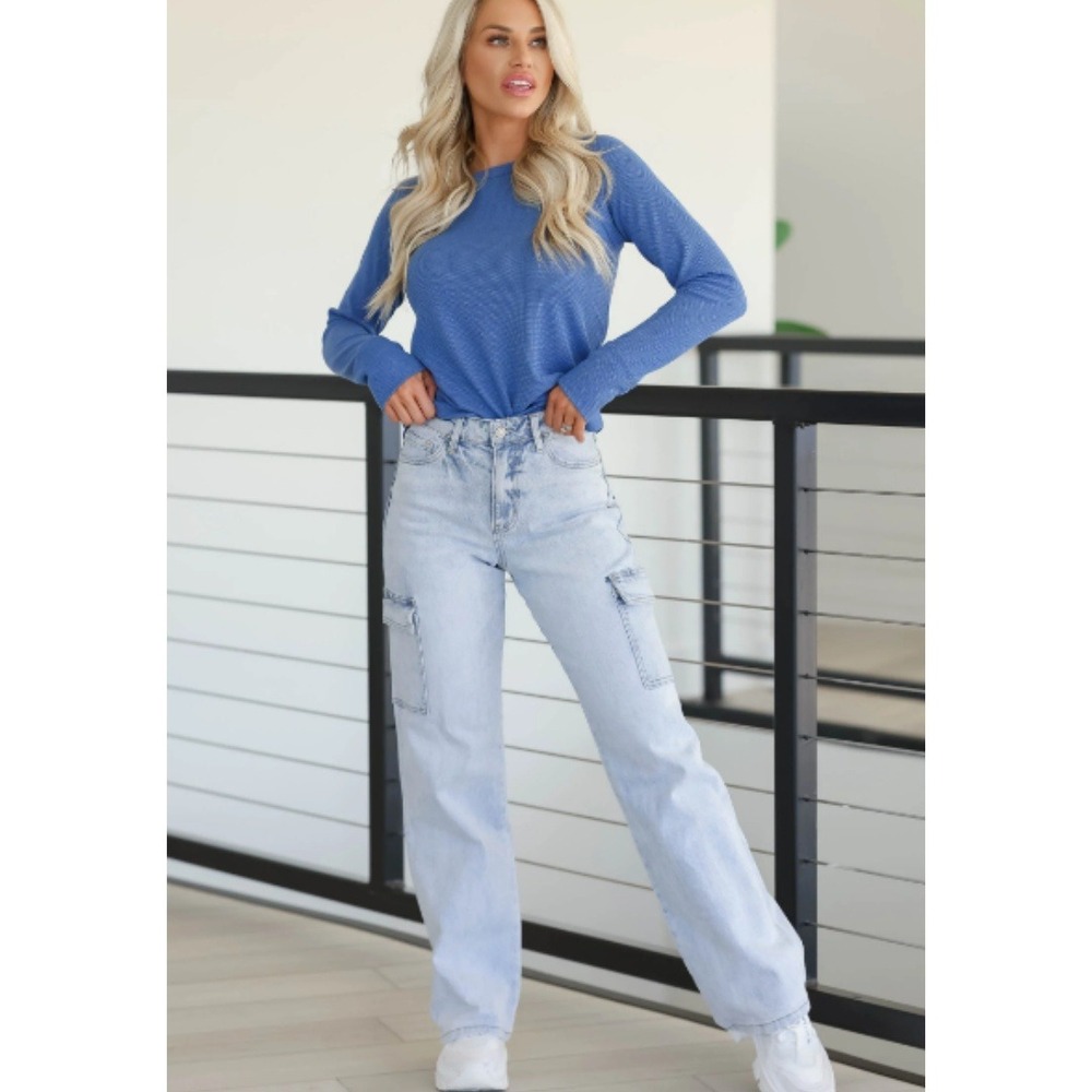 VERVET 90s Vintage Straight Leg Cargo Jeans Light Wash Size 27